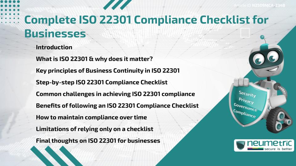 Complete ISO 22301 Compliance Checklist for Businesses