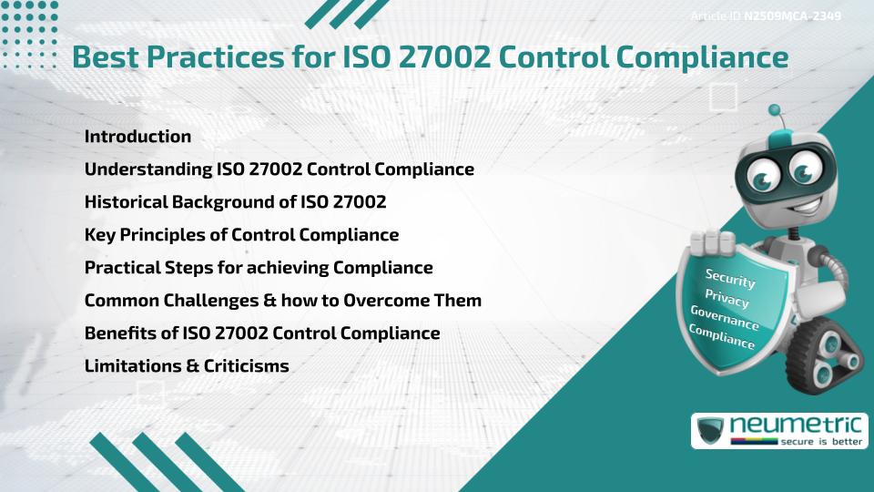 Best Practices for ISO 27002 Control Compliance