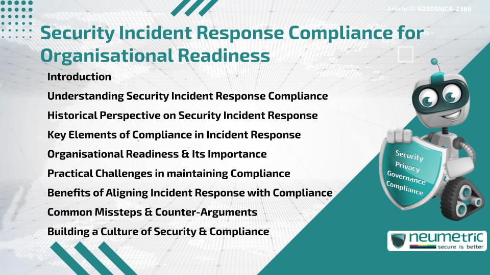 Security Incident Response Compliance for Organisational Readiness
