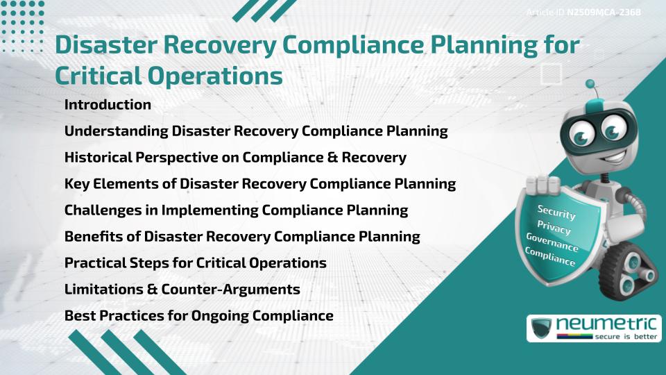 Disaster Recovery Compliance Planning for Critical Operations