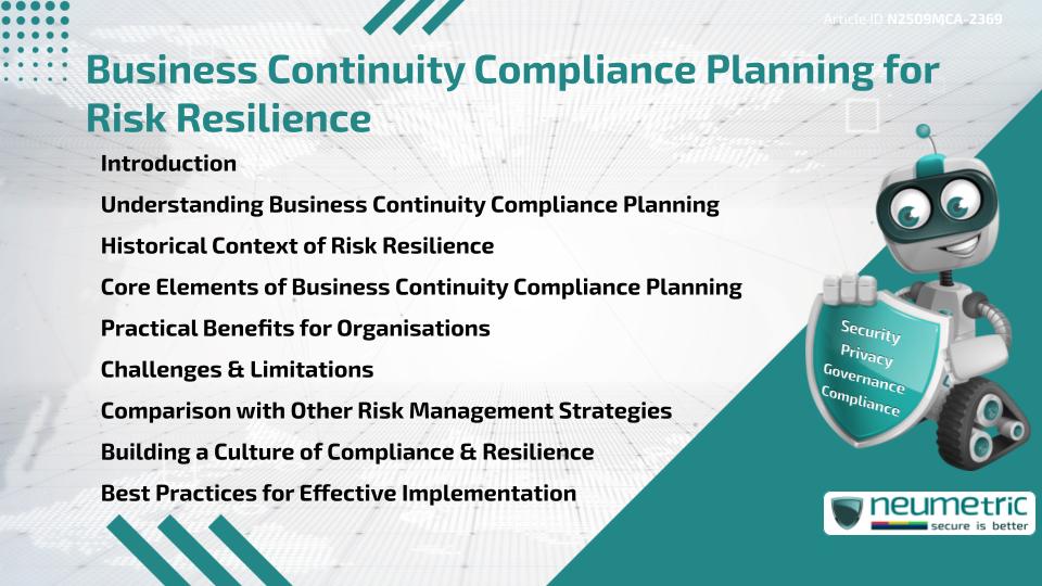 Business Continuity Compliance Planning for Risk Resilience