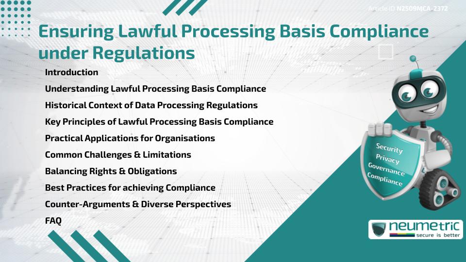 Ensuring Lawful Processing Basis Compliance under Regulations