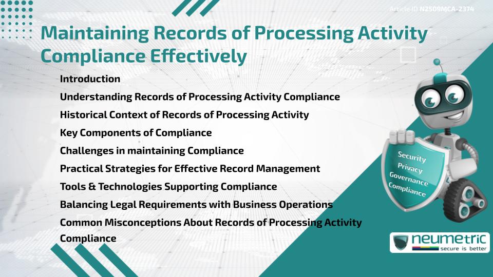 Maintaining Records of Processing Activity Compliance Effectively