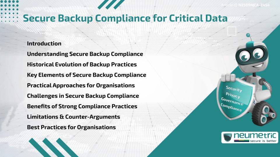 Secure Backup Compliance for Critical Data