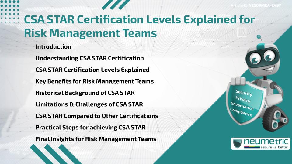 CSA STAR Certification Levels Explained for Risk Management Teams