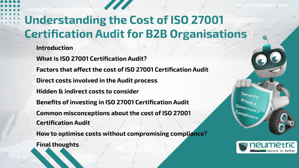 Understanding the Cost of ISO 27001 Certification Audit for B2B Organisations