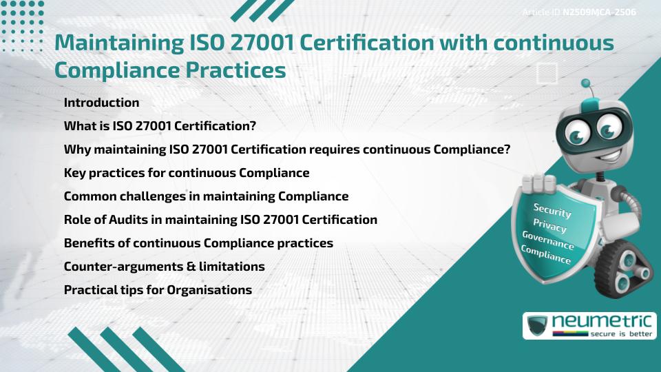 Maintaining ISO 27001 Certification with continuous Compliance Practices