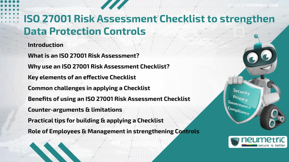 ISO 27001 Risk Assessment Checklist to strengthen Data Protection Controls