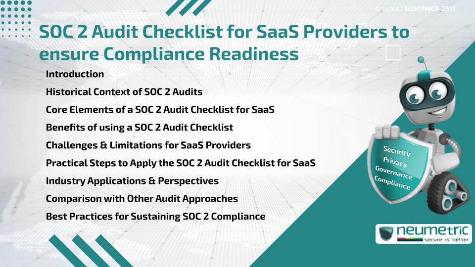 SOC 2 Audit Checklist for SaaS Providers to ensure Compliance Readiness
