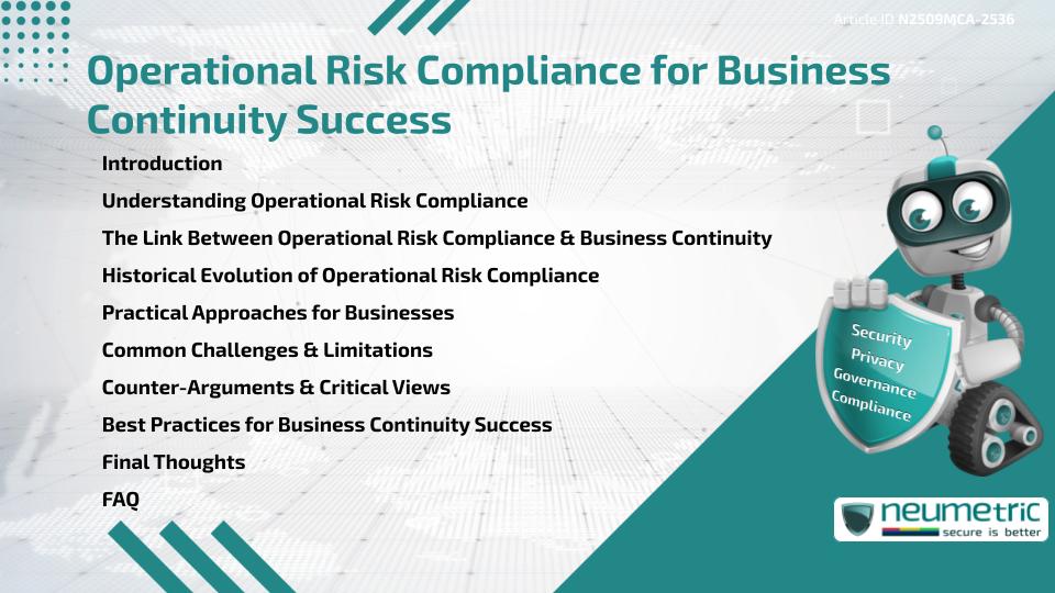 Operational Risk Compliance for Business Continuity Success
