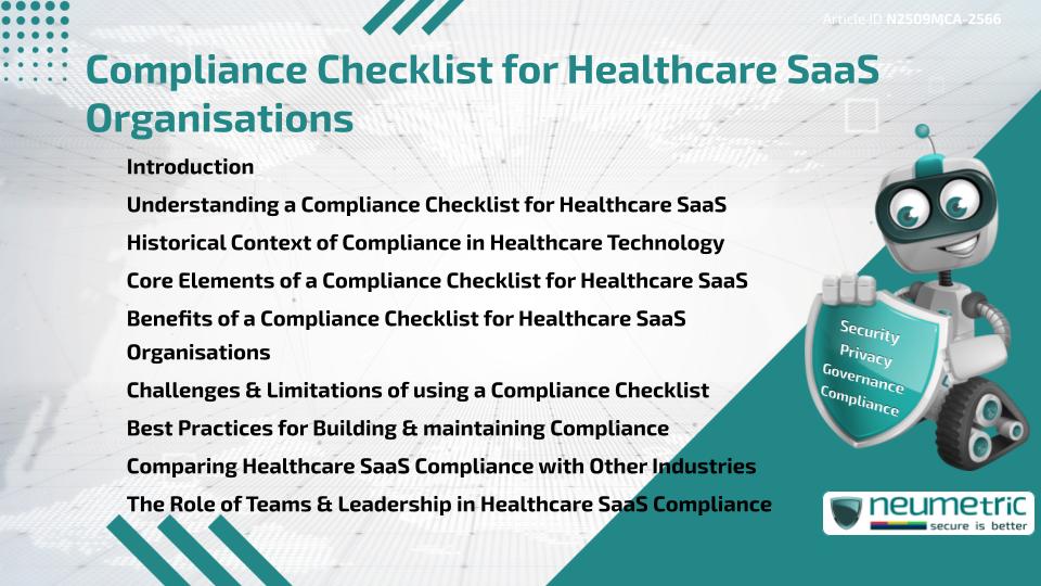 Compliance Checklist for Healthcare SaaS Organisations