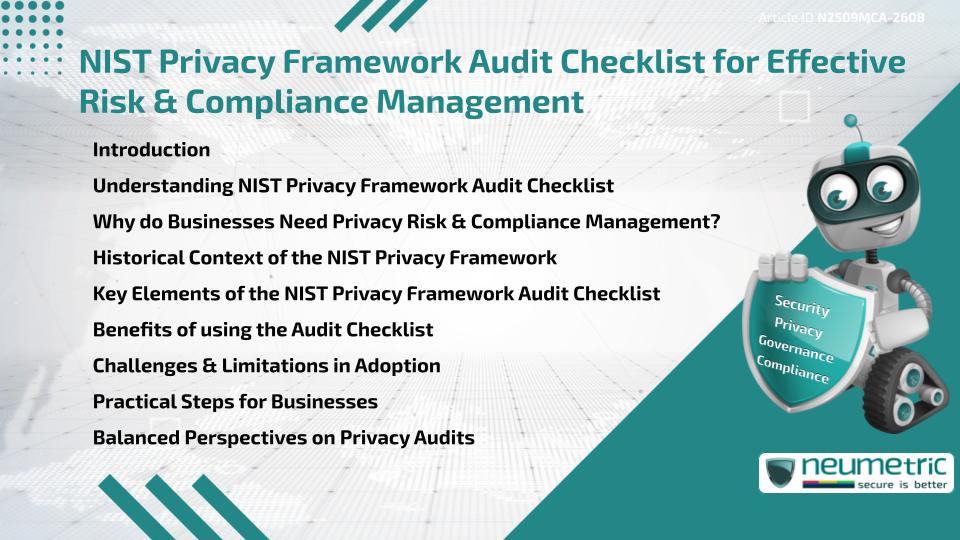 NIST Privacy Framework Audit Checklist for Effective Risk & Compliance Management