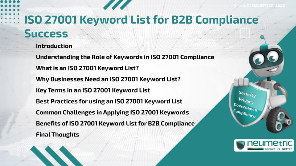 ISO 27001 Keyword List for B2B Compliance Success