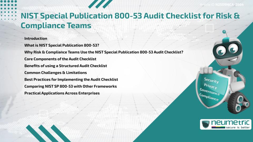 NIST Special Publication 800-53 Audit Checklist for Risk & Compliance Teams