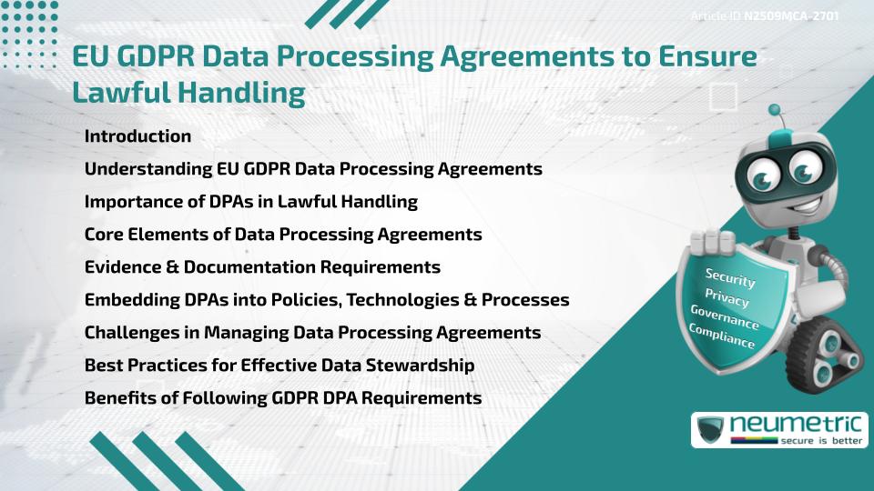 EU GDPR Data Processing Agreements to Ensure Lawful Handling