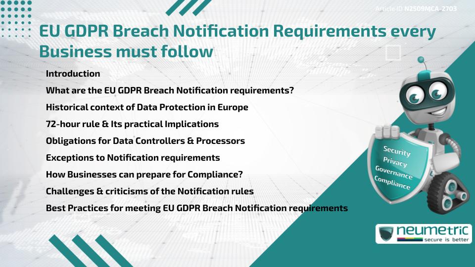 EU GDPR Breach Notification Requirements every Business must follow