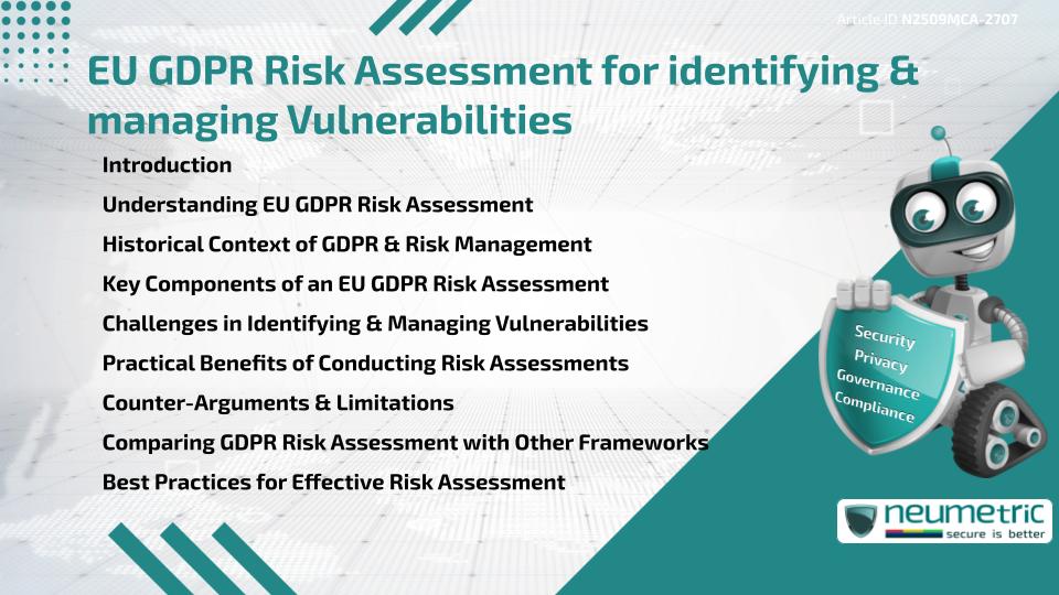 EU GDPR Risk Assessment for identifying & managing Vulnerabilities
