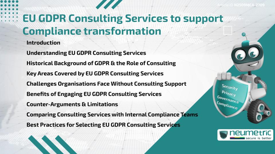 EU GDPR Consulting Services to support Compliance transformation