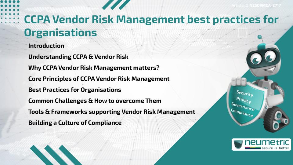 CCPA Vendor Risk Management best practices for Organisations