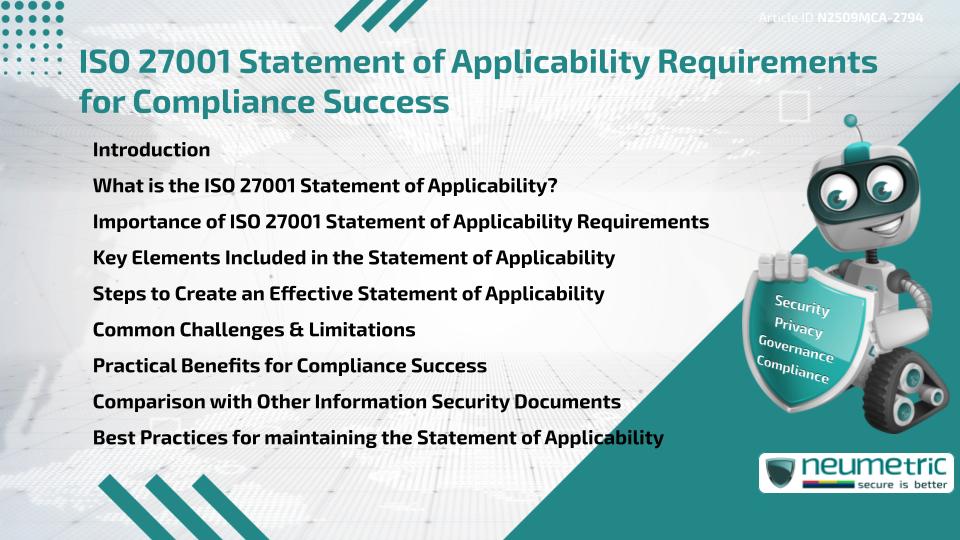 ISO 27001 Statement of Applicability Requirements for Compliance Success