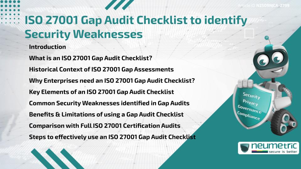 ISO 27001 Gap Audit Checklist to identify Security Weaknesses