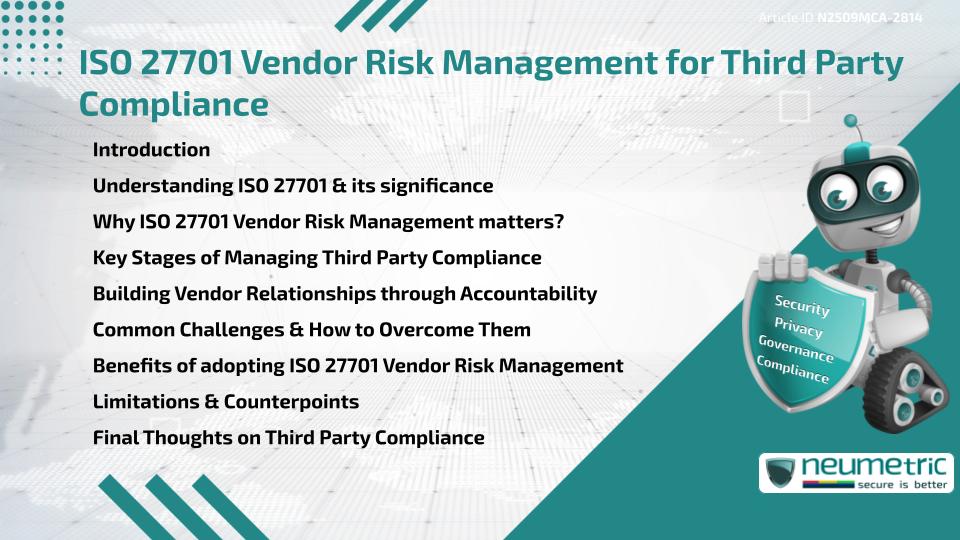 ISO 27701 Vendor Risk Management for Third Party Compliance