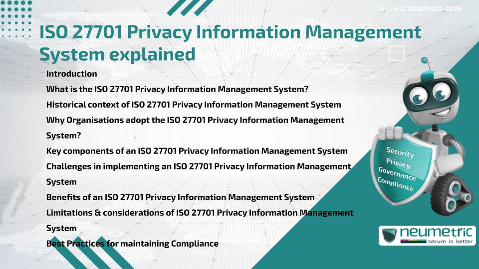 ISO 27701 Privacy Information Management System explained