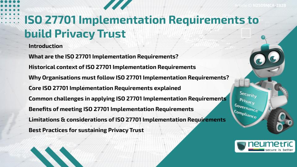 ISO 27701 Implementation Requirements to build Privacy Trust