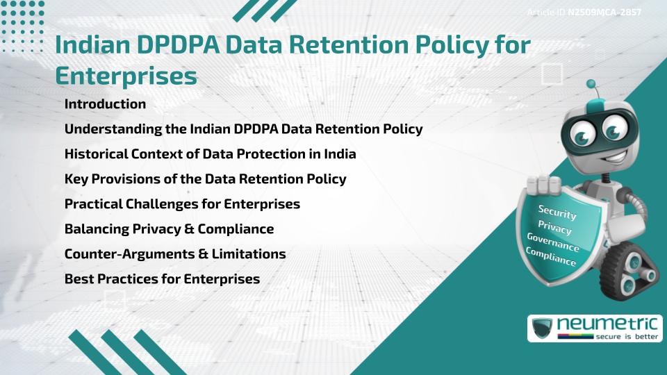 Indian DPDPA Data Retention Policy for Enterprises