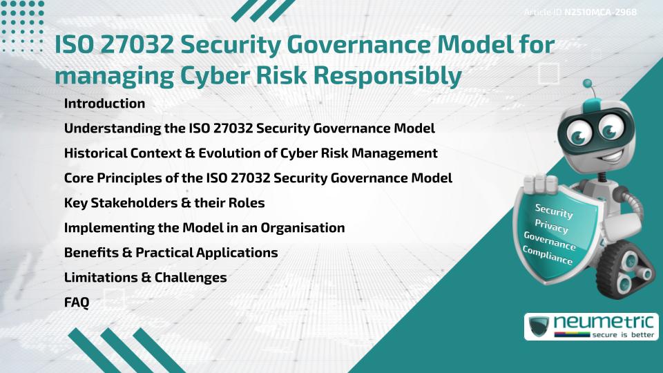 ISO 27032 Security Governance Model for managing Cyber Risk Responsibly