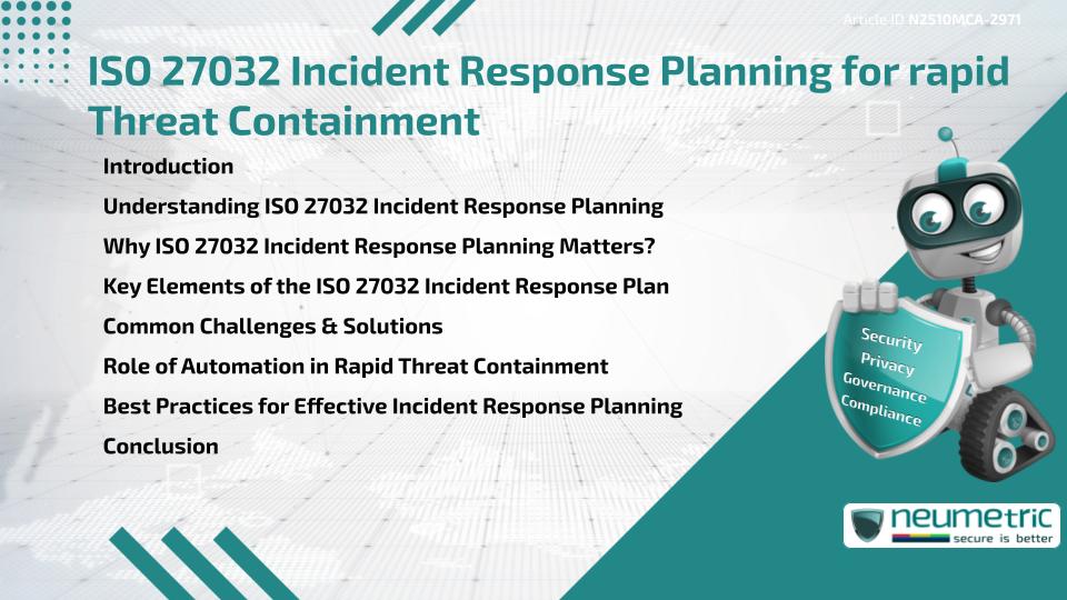 ISO 27032 Incident Response Planning for rapid Threat Containment