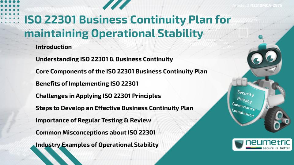 ISO 22301 Business Continuity Plan for maintaining Operational Stability