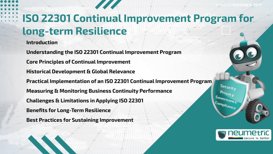 ISO 22301 Continual Improvement Program for long-term Resilience