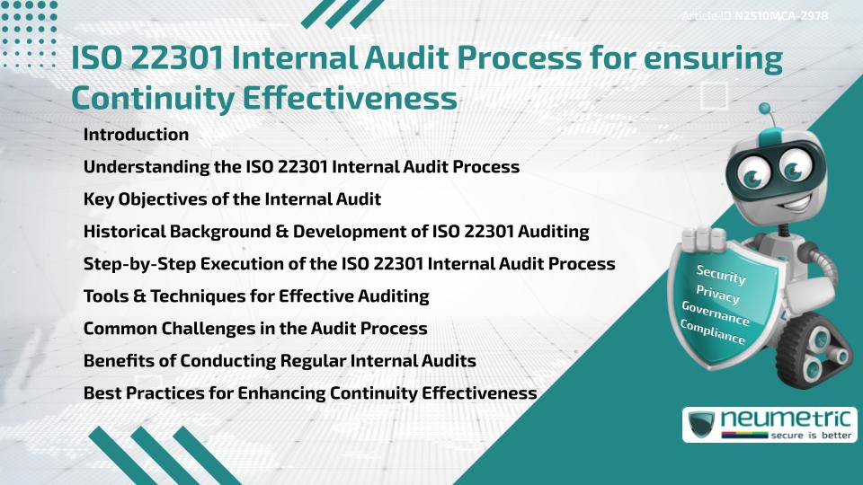 ISO 22301 Internal Audit Process for ensuring Continuity Effectiveness