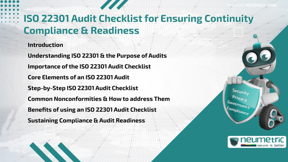 ISO 22301 Audit Checklist for Ensuring Continuity Compliance & Readiness