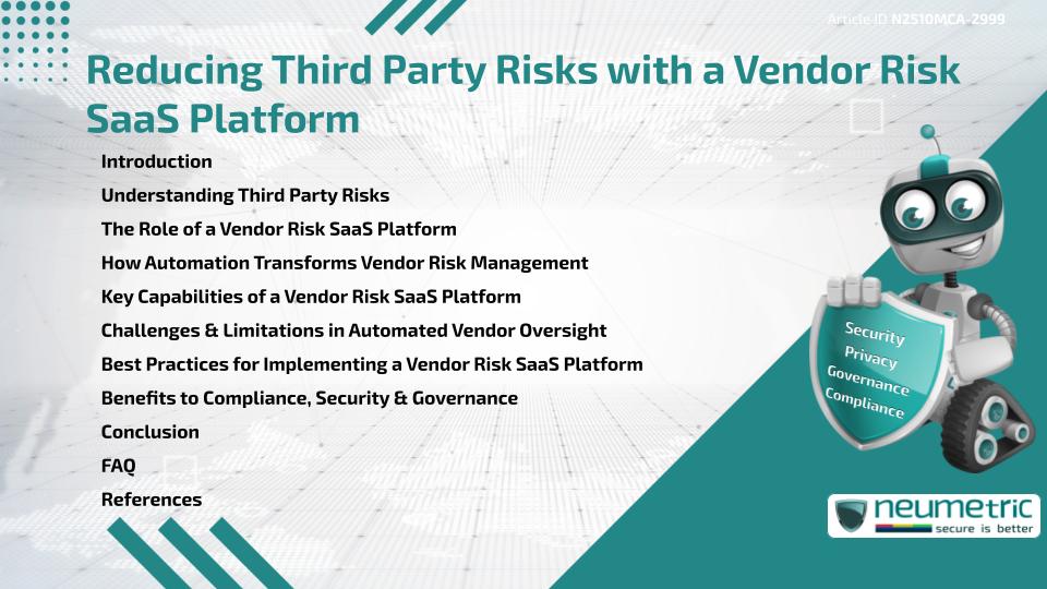 Reducing Third Party Risks with a Vendor Risk SaaS Platform
