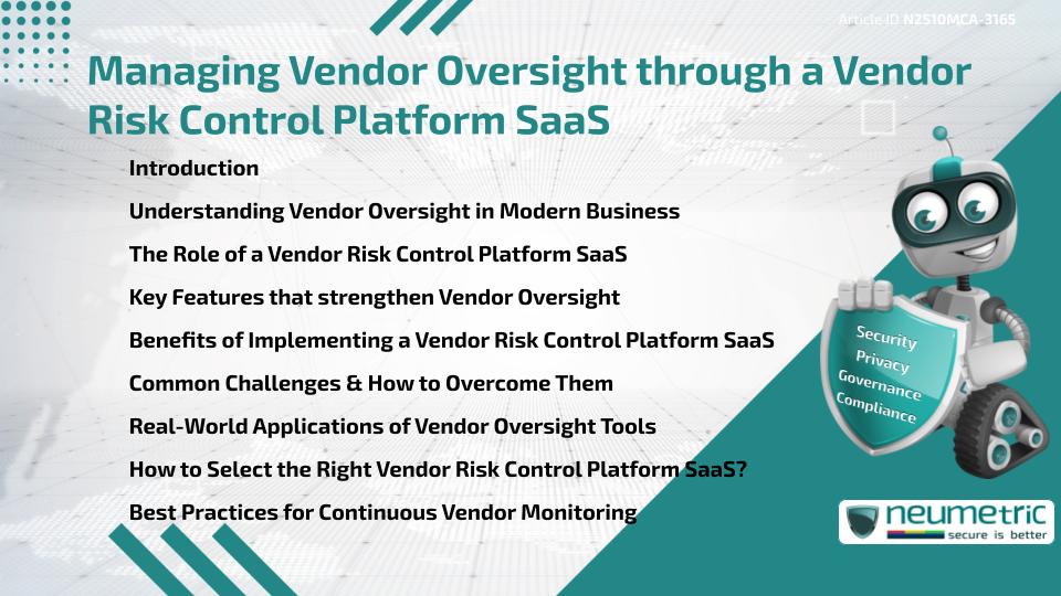 Managing Vendor Oversight through a Vendor Risk Control Platform SaaS