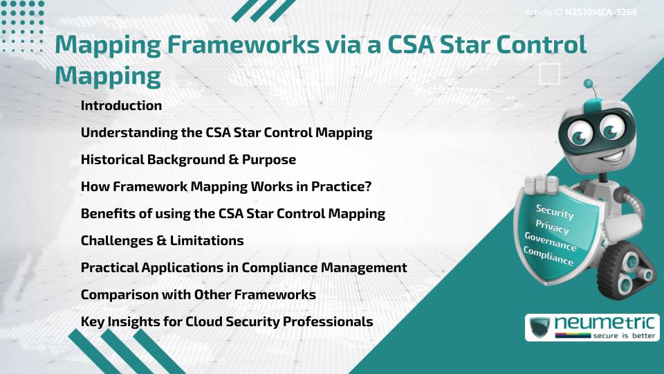 Mapping Frameworks via a CSA Star Control Mapping