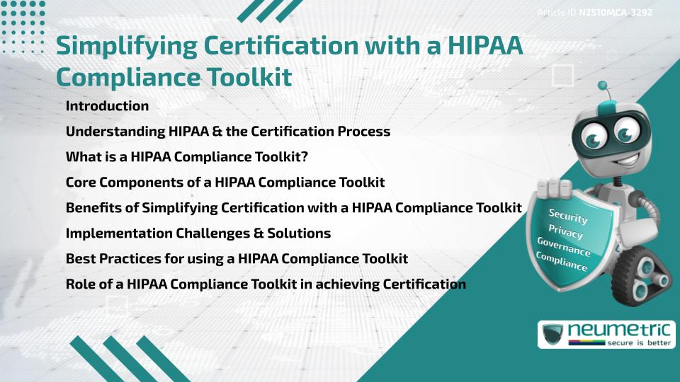 Simplifying Certification with a HIPAA Compliance Toolkit
