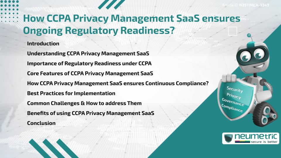 How CCPA Privacy Management SaaS ensures Ongoing Regulatory Readiness?
