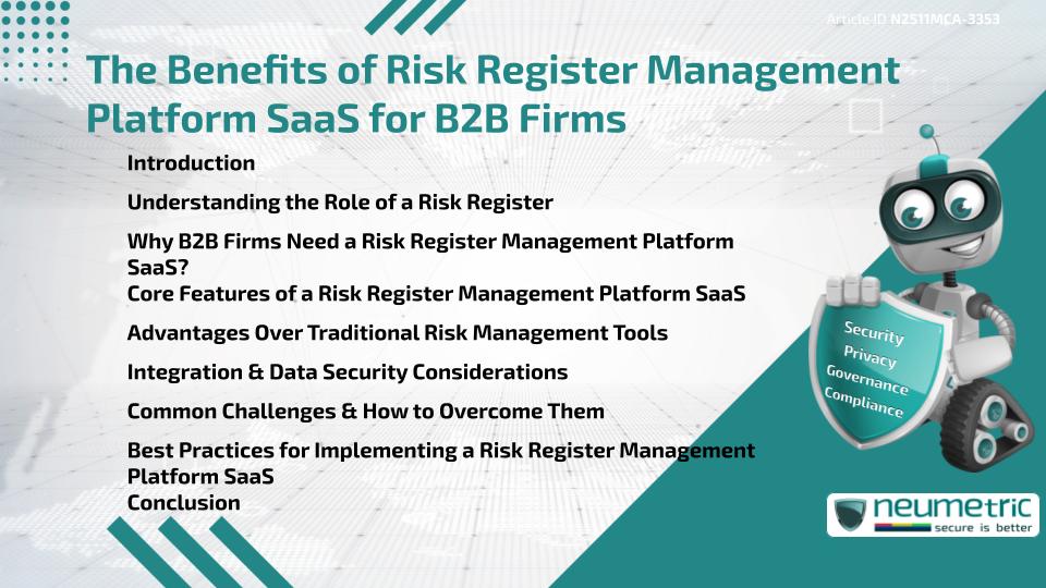 The Benefits of Risk Register Management Platform SaaS for B2B Firms