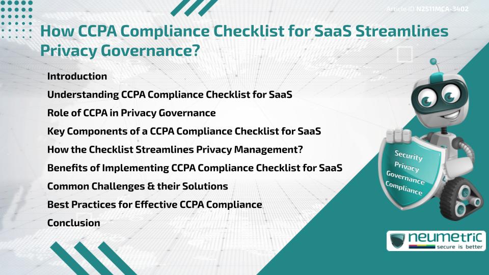 How CCPA Compliance Checklist for SaaS Streamlines Privacy Governance?