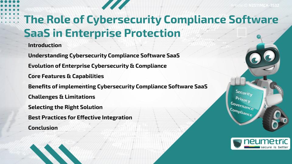 The Role of Cybersecurity Compliance Software SaaS in Enterprise Protection