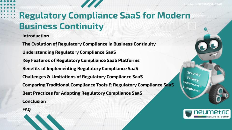 Regulatory Compliance SaaS for Modern Business Continuity