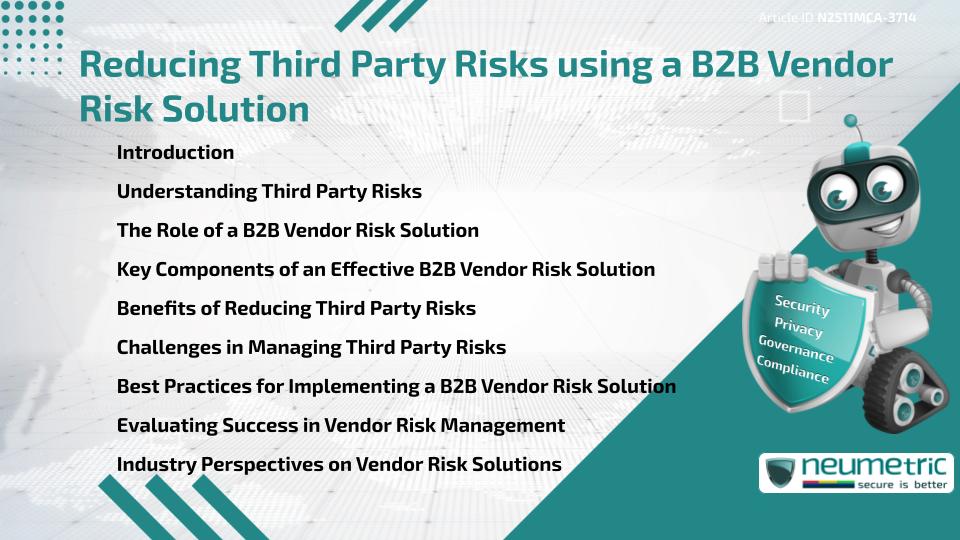 Reducing Third Party Risks using a B2B Vendor Risk Solution