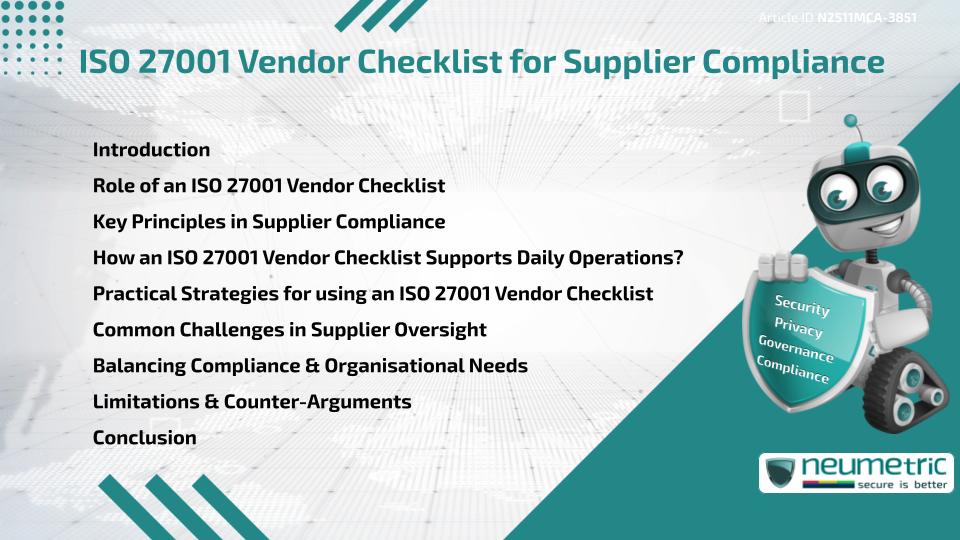 ISO 27001 Vendor Checklist for Supplier Compliance