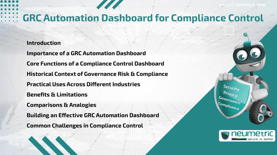 GRC Automation Dashboard for Compliance Control