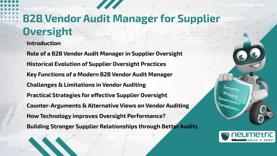 B2B Vendor Audit Manager for Supplier Oversight