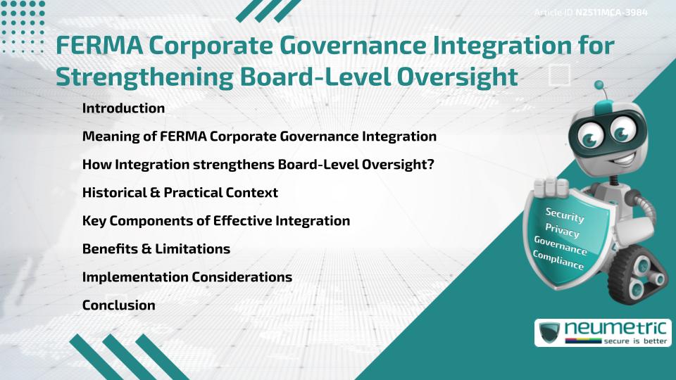 FERMA Corporate Governance Integration for Strengthening Board-Level Oversight