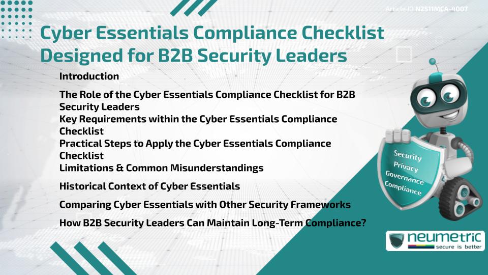Cyber Essentials Compliance Checklist Designed for B2B Security Leaders